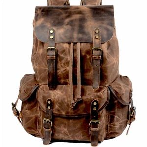 WUDON Leather Backpack for Men, Waxed Canvas Shoulder  excellent condition